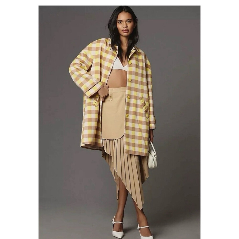 Anthropologie Maeve Yellow and Brown Gingham Coat - Picture 9 of 9